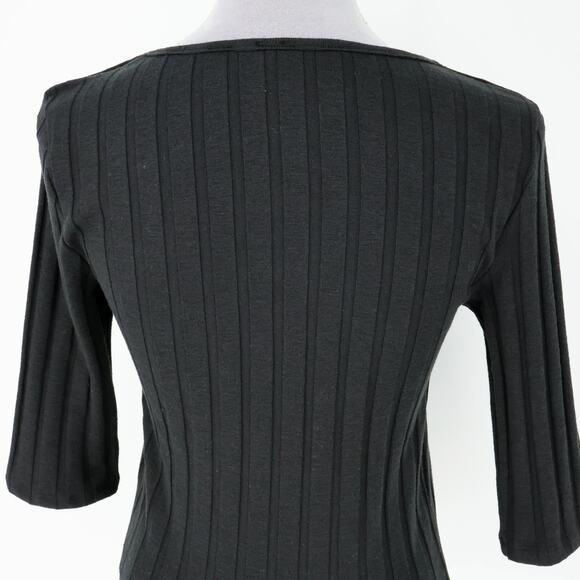 Free People Sweater Womens Medium Black Ribbed Knit Buttons Square Neck Y2K - Picture 9 of 15